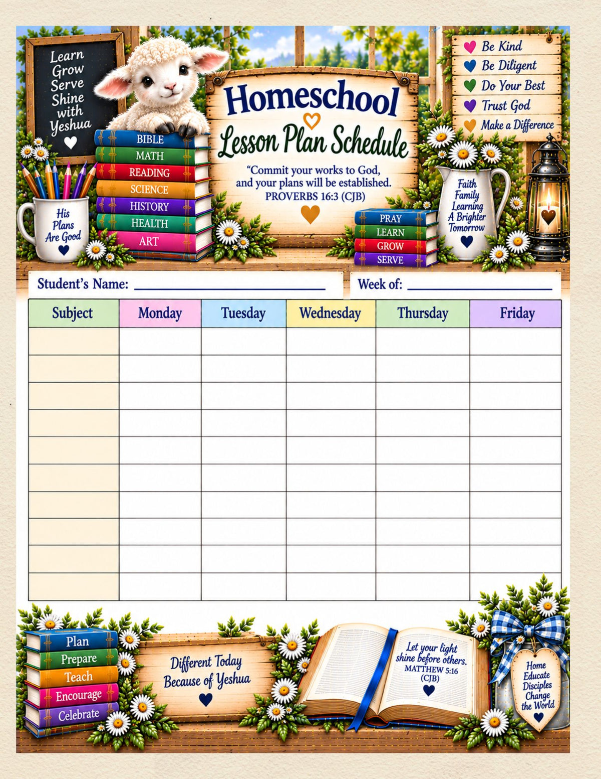 Digital Messianic Homeschool Planner