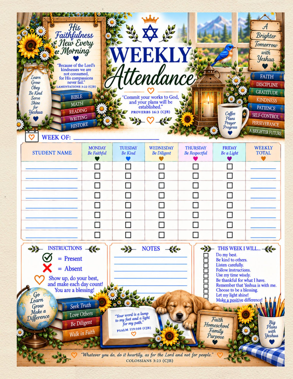 Digital Messianic Homeschool Planner