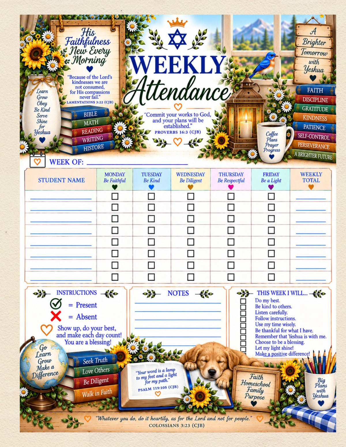 Digital Messianic Homeschool Planner