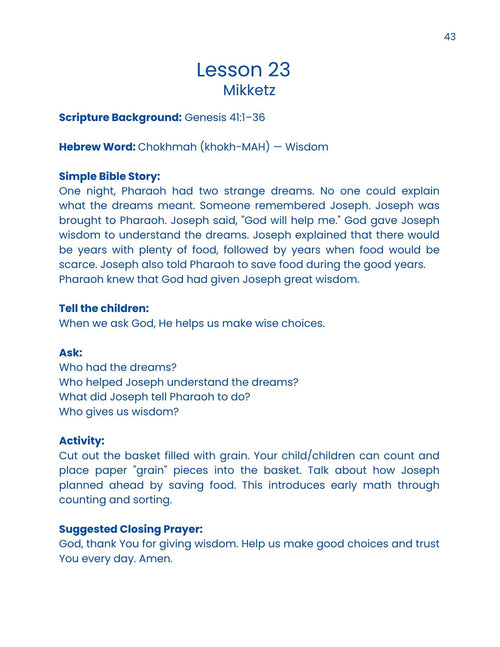 Digital Messianic Kindergarten Bible Curriculum Teacher's Book